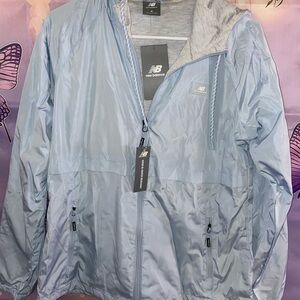 New Balance Pale Blue Hooded Windbreaker Jacket